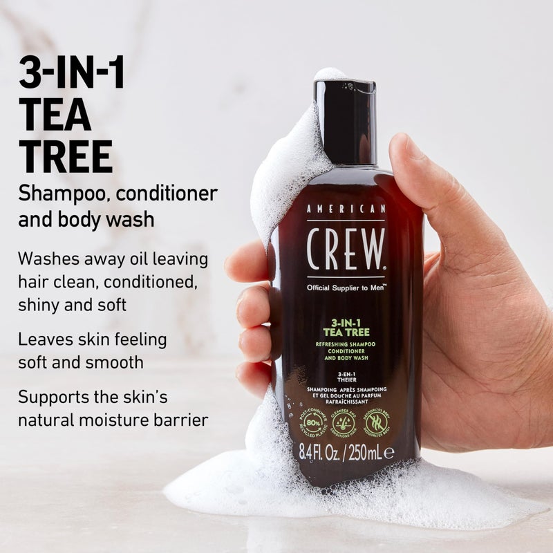 American Crew Shampoo, Conditioner & Body Wash for Men, 3-in-1, Gift for Men, Tea Tree Scent, 33.8 Fl Oz - Image 3