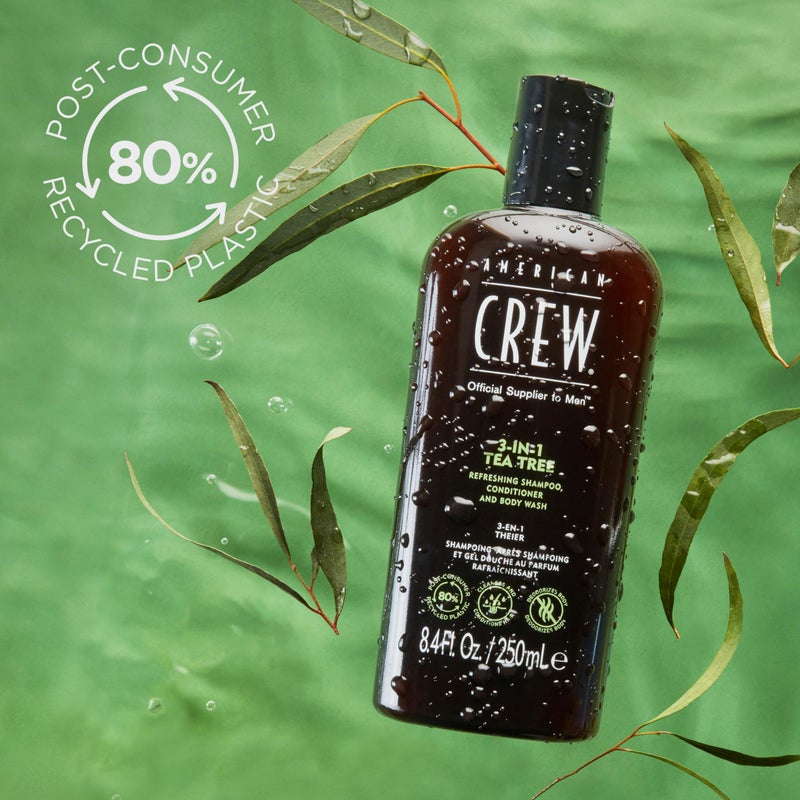 American Crew Shampoo, Conditioner & Body Wash for Men, 3-in-1, Gift for Men, Tea Tree Scent, 33.8 Fl Oz - Image 4