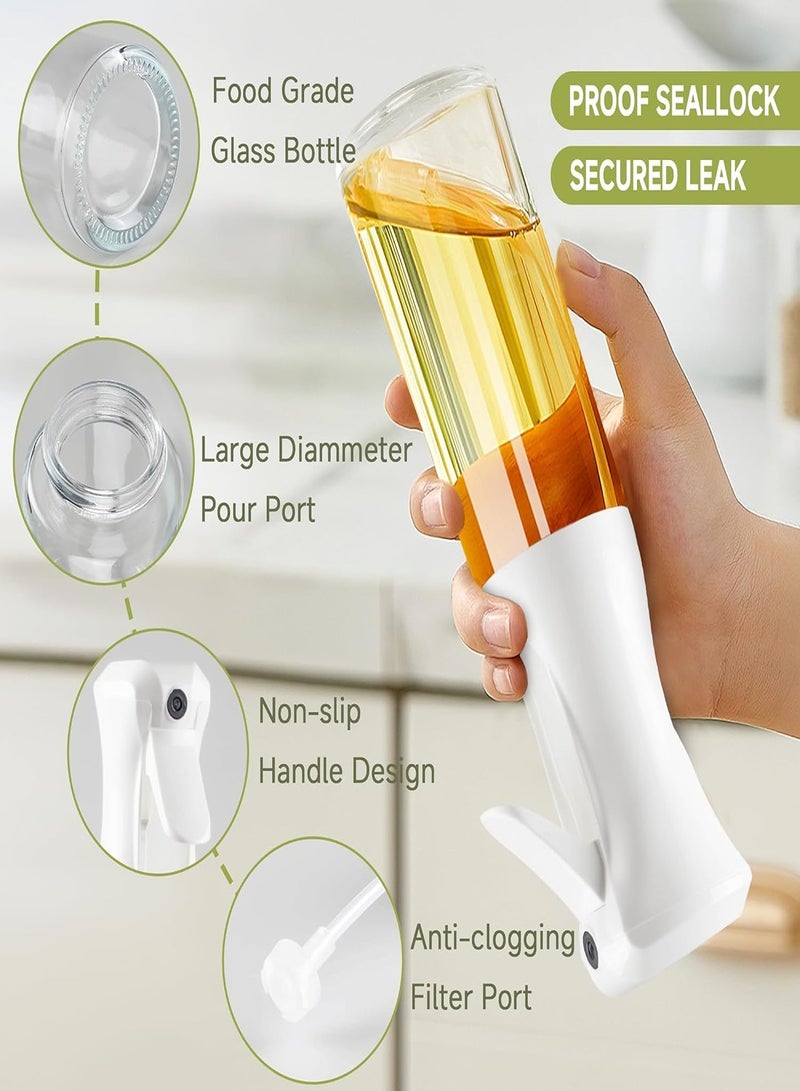 Oil Sprayer for Cooking-200ml Thick Glass Olive Oil Sprayer with Large Range, Refillable Oil Mister Spray Bottle for Air Fryer, Salad Making, Baking, Frying, with Strong Spray Force(White)  - Image 3