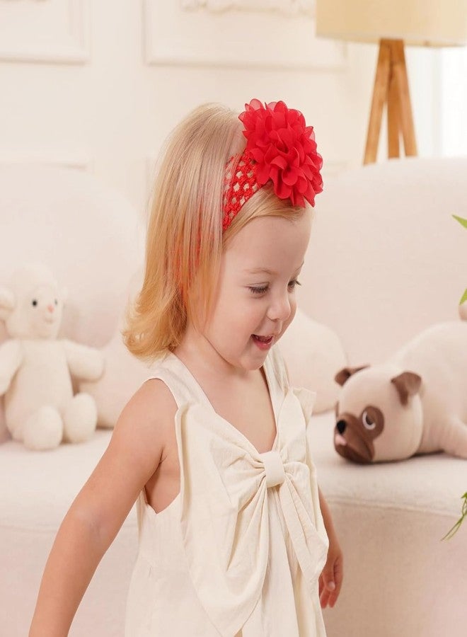 VORSET 6 Pcs Baby Girls Headband Chiffon Flower Soft Stretchy Hair Band Hair Accessories for Girls Newborns Infants Toddlers and Kids Headband for Baby Girl, Hairbands Head Wrap - Image 5