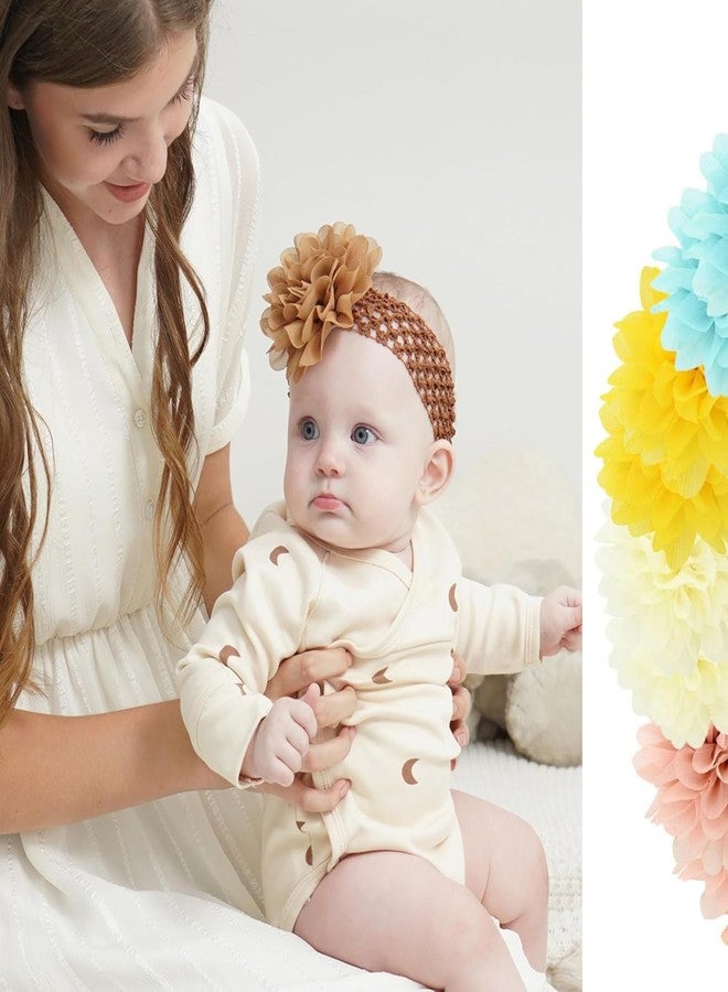VORSET 6 Pcs Baby Girls Headband Chiffon Flower Soft Stretchy Hair Band Hair Accessories for Girls Newborns Infants Toddlers and Kids Headband for Baby Girl, Hairbands Head Wrap - Image 4