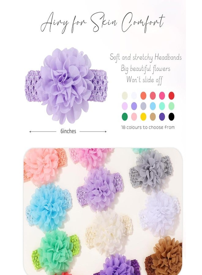 VORSET 6 Pcs Baby Girls Headband Chiffon Flower Soft Stretchy Hair Band Hair Accessories for Girls Newborns Infants Toddlers and Kids Headband for Baby Girl, Hairbands Head Wrap - Image 2