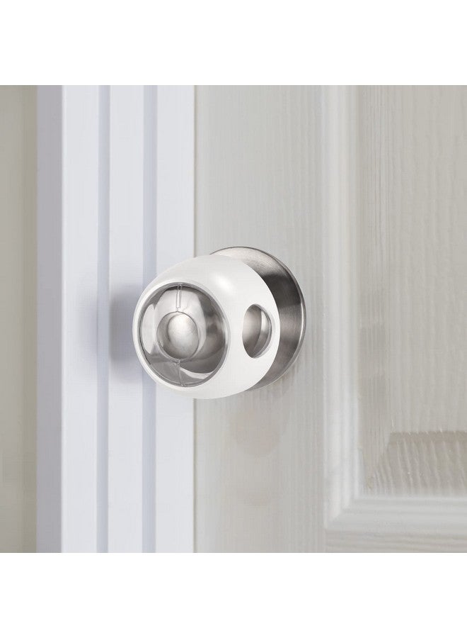 CLYMENE Improved Door Knob Covers Child Proof Door Handle Covers Child Safety, Baby Proof Door Knob Locks For Kids, 4 Pack (Clear-White) - Image 1