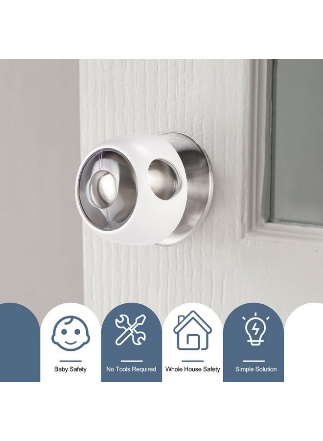 CLYMENE Improved Door Knob Covers Child Proof Door Handle Covers Child Safety, Baby Proof Door Knob Locks For Kids, 4 Pack (Clear-White) - Image 3