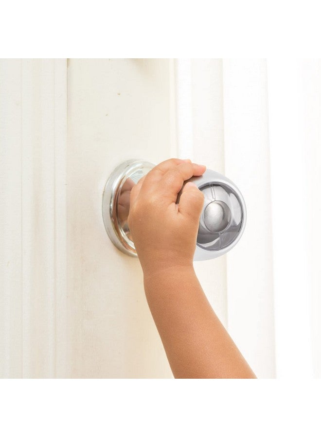CLYMENE Improved Door Knob Covers Child Proof Door Handle Covers Child Safety, Baby Proof Door Knob Locks For Kids, 4 Pack (Clear-White) - Image 2