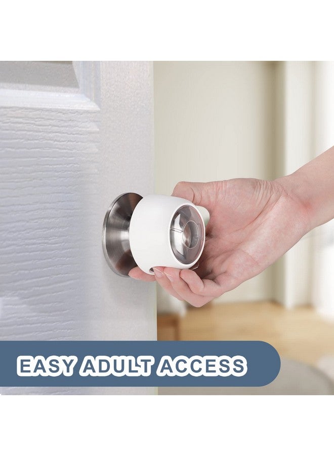 CLYMENE Improved Door Knob Covers Child Proof Door Handle Covers Child Safety, Baby Proof Door Knob Locks For Kids, 4 Pack (Clear-White) - Image 5