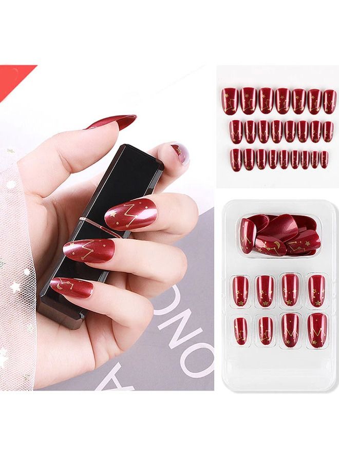 خيشة 24 قطعة ملصق أظافر صناعية