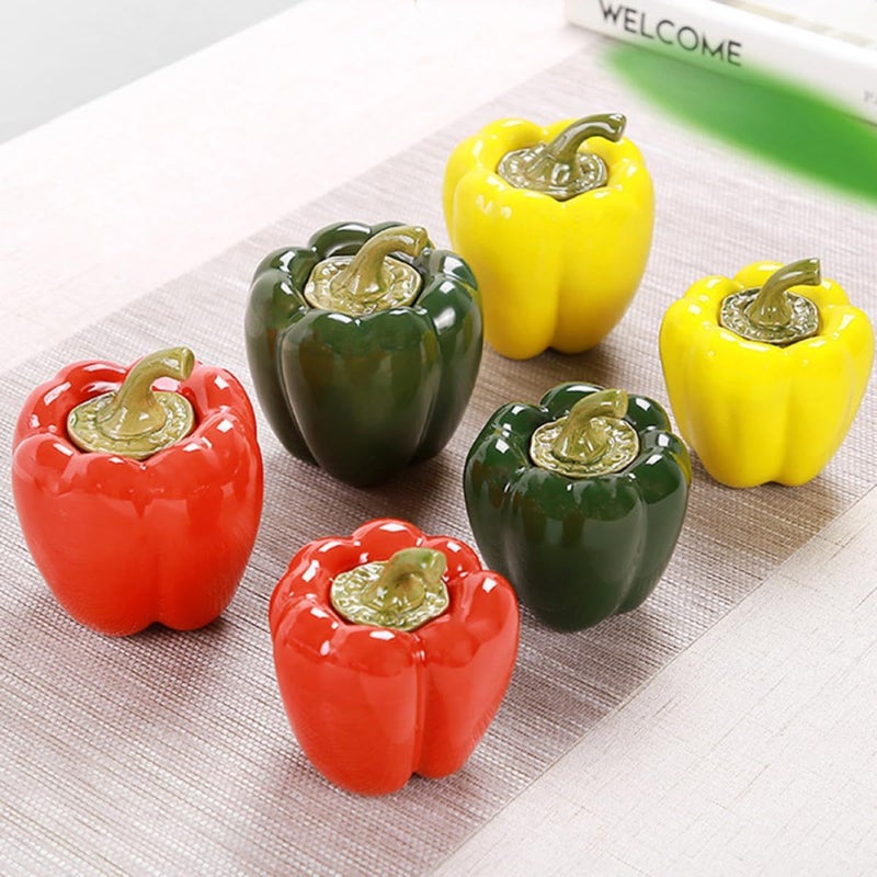 Mini Ceramic Airtight Tea Jar Storage Canister Red Bell Pepper Shape Kitchen Container - Image 3