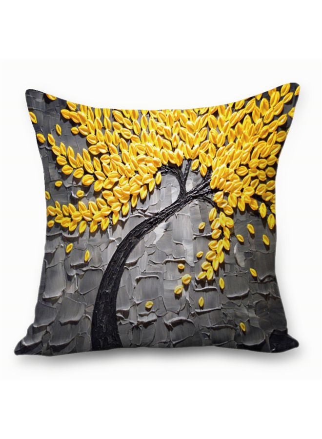 Sharpdo Decorative Tree Printed Throw Pillow Case Cushion Cover Grey/Yellow/Black 45 x 45cm