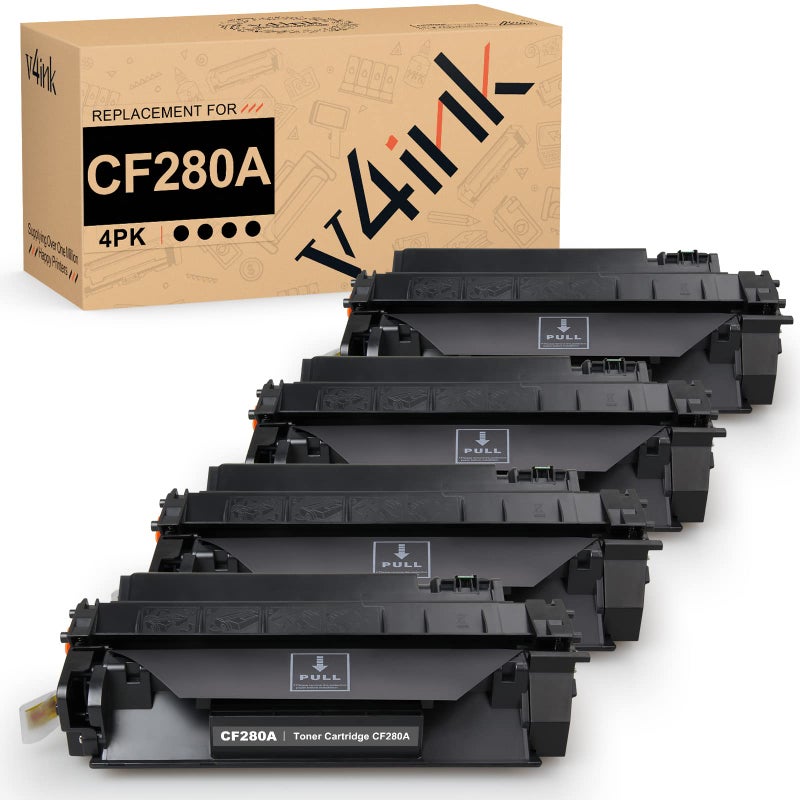 V4ink خرطوشة حبر متوافقة v4ink 4PK بديل لـ HP 80A CF280A خرطوشة حبر سوداء للاستخدام في طابعة HP Pro 400 M401N M401DN M401DNE M401DW، طابعة HP LJ Pro 400 MFP M425DN M425DW - Image 1