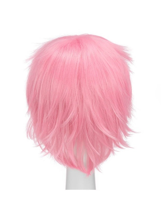S-noilite Women Mens Short Anime Cosplay Hair Wigs Unisex Fluffy Straight Heat Resistant Party CostumeCtue Pixie Wig (Dark Pink) - Image 5