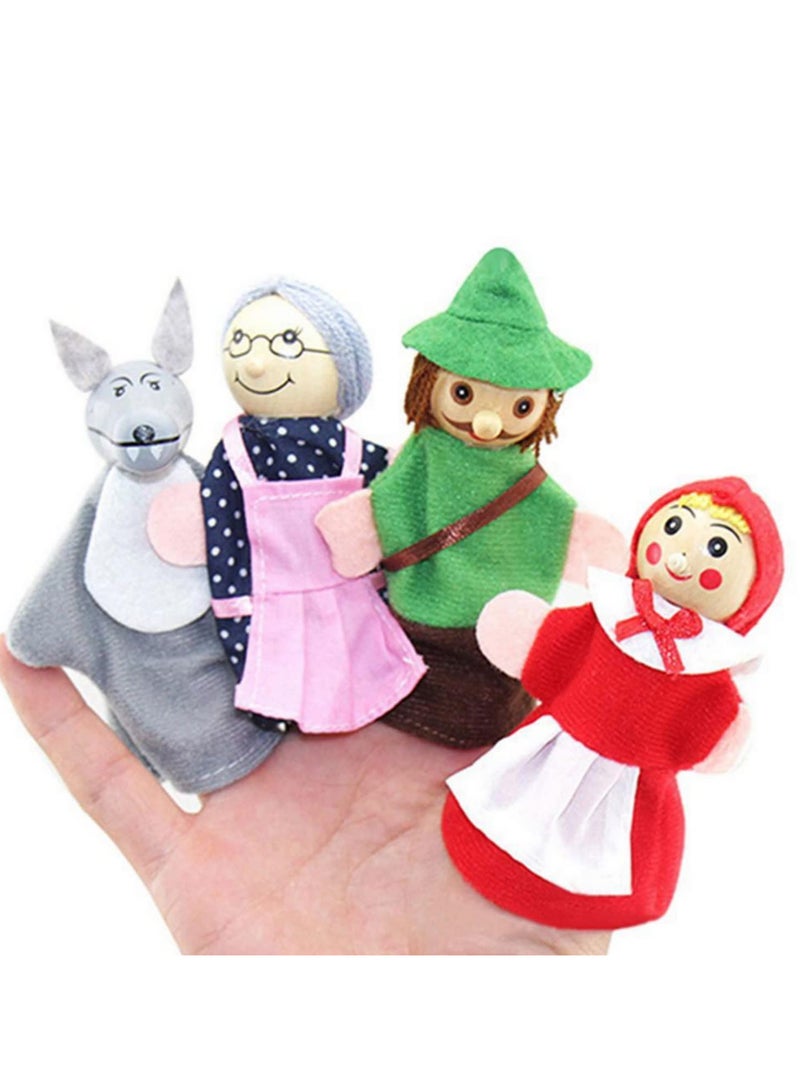 4 قطع دمية سرد القصص حكاية خرافية ليلى والذئب دمى الأصابع للأطفال ألعاب تعليمية وقت اللعب متعة التعلم - Image 1