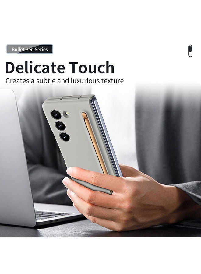 Samsung Galaxy Z Fold 5 Slim Case With Pen and Glass Screen Protector,Shockproof Protective Case (Light Grey) - Image 5