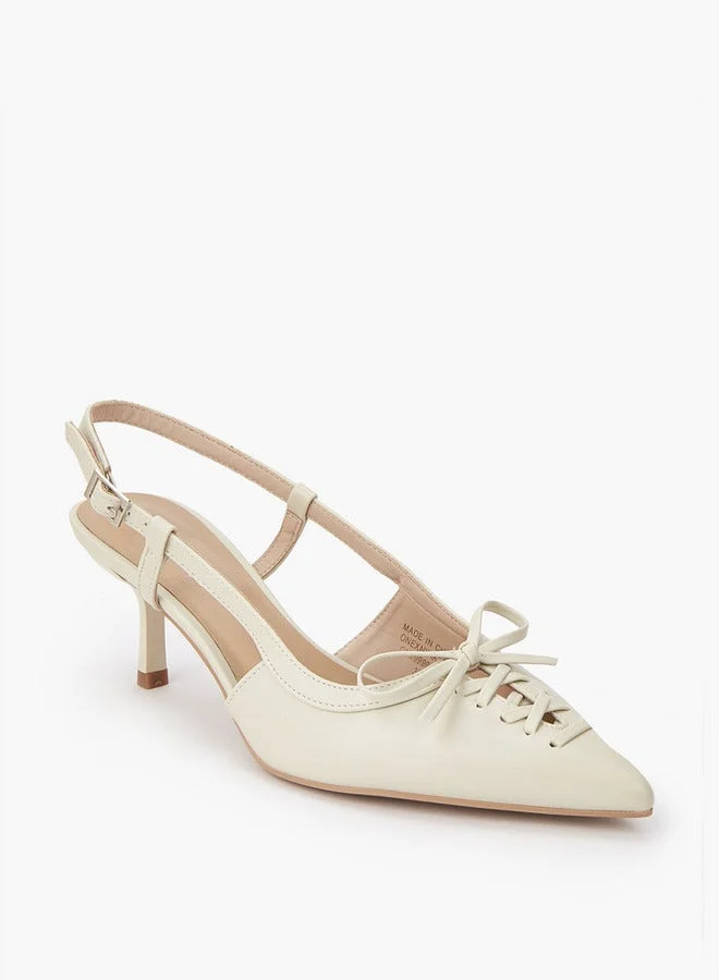 بابريكا حذاء بكعب رفيع مزين بفيونكة وإبزيم