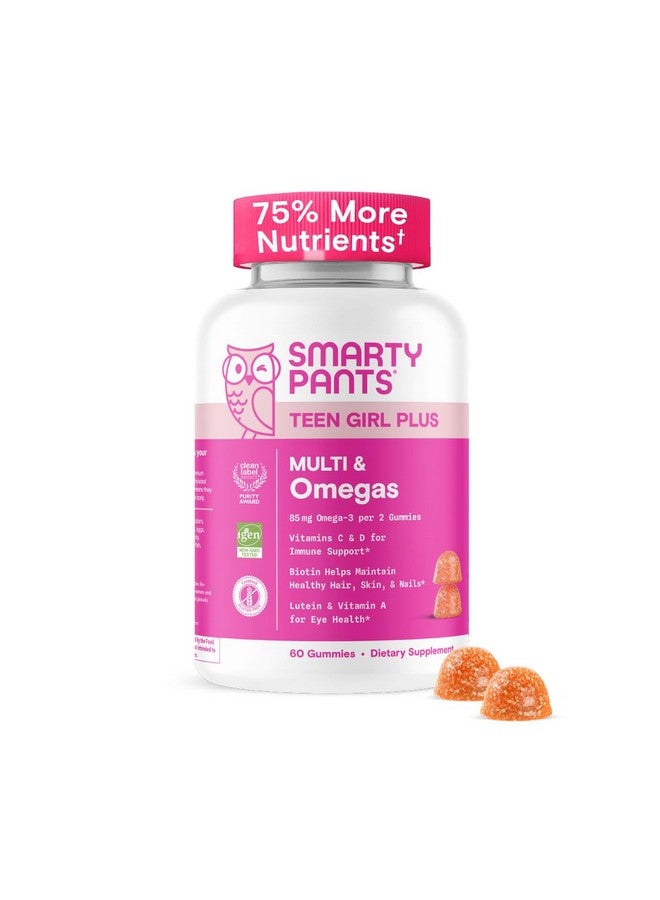 SmartyPants SmartyPants Teen Girl Multivitamin Gummies - Improved Formula: Omega 3 (DHA/EPA), Vitamin C, D3, B12, Vitamin A, K & Zinc, Biotin to Support Hair, Skin & Nails, Gluten Free, 60 Count (30 Day Supply) - Image 1