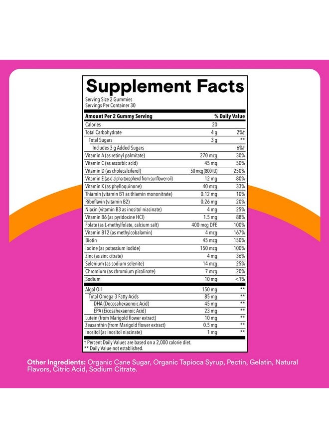 SmartyPants SmartyPants Teen Girl Multivitamin Gummies - Improved Formula: Omega 3 (DHA/EPA), Vitamin C, D3, B12, Vitamin A, K & Zinc, Biotin to Support Hair, Skin & Nails, Gluten Free, 60 Count (30 Day Supply) - Image 3