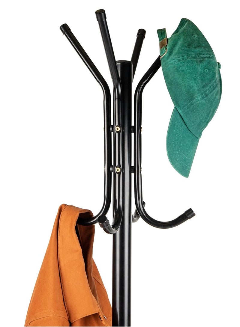 Loquat Coat Rack Stand with 11 Hooks  Easy Assembly for Coats, Hats, Scarves and Handbags for Entryway, Hallway, Bedroom, Office（Black） - Image 4