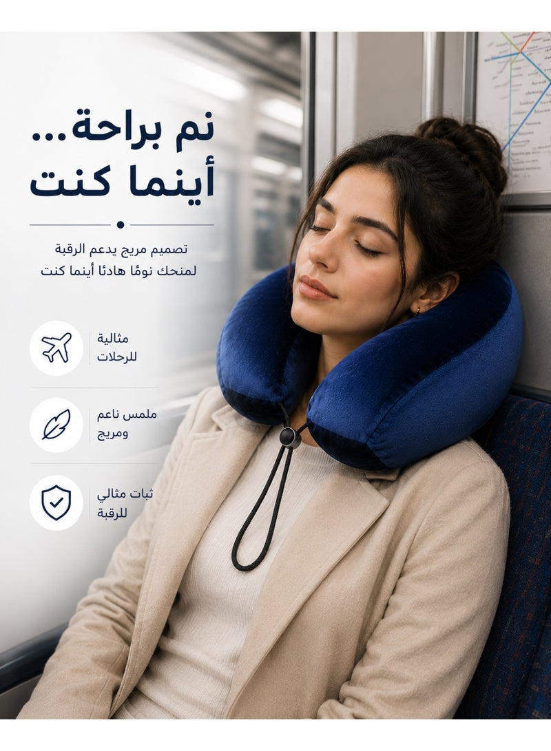 High-quality memory foam neck pillow, practical design for head and neck support, suitable for airplanes, cars, home and office, easy to carry and clean - Image 5