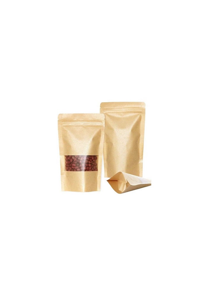 50-Piece Zip Lock Reusable Food Pouch With Transparent Window Gold 18x26cm  - Image 3