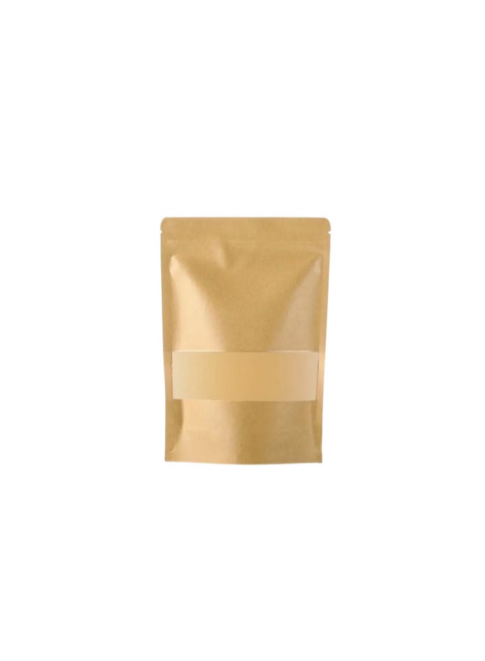 50-Piece Zip Lock Reusable Food Pouch With Transparent Window Gold 18x26cm  - Image 2