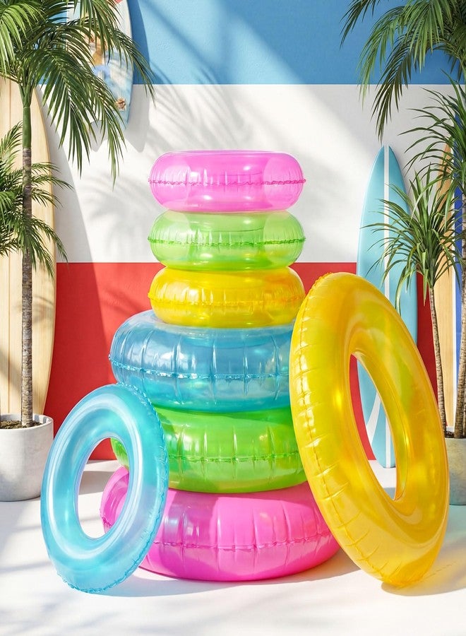Motionchic 8pcs Transparent Inflatable Pool Float Adult with 2 Sizes, Swimming Rings Tubes Raft Floats Rings Inner Tubes for Summer Pool Party Decorations - Image 1