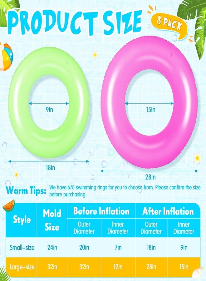 Motionchic 8pcs Transparent Inflatable Pool Float Adult with 2 Sizes, Swimming Rings Tubes Raft Floats Rings Inner Tubes for Summer Pool Party Decorations - Image 2