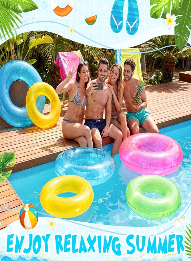 Motionchic 8pcs Transparent Inflatable Pool Float Adult with 2 Sizes, Swimming Rings Tubes Raft Floats Rings Inner Tubes for Summer Pool Party Decorations - Image 4