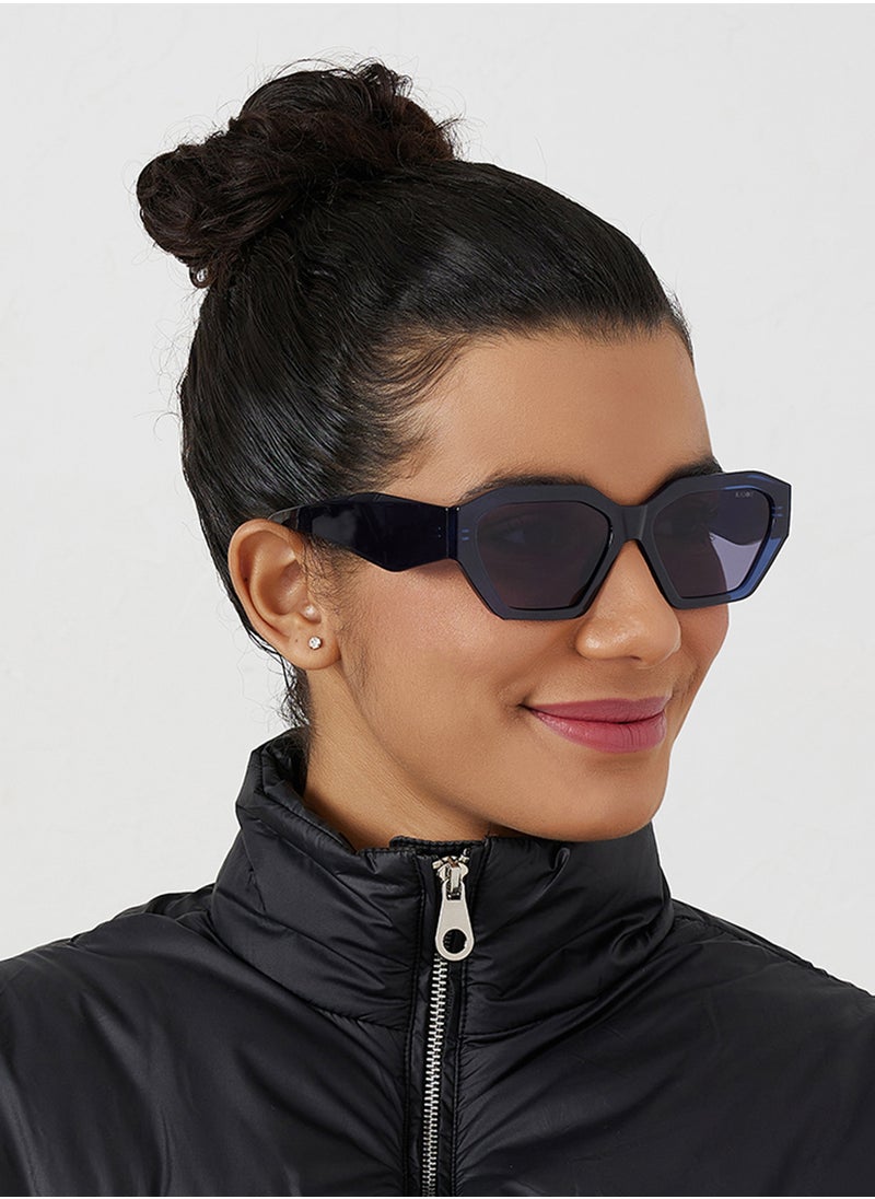 Blackout Theta,Women Sunglasses, Hexagon Sunglasses, UV Protection: UV400 (Blue,Blue)  - Image 5