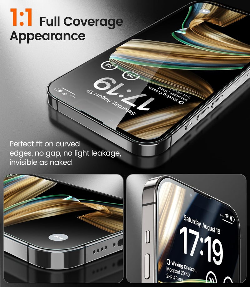 EZ-GLAZ-4 Pack for iPhone 16 e/iPhone 14/iPhone 13 Pro/iPhone 13 Privacy Screen Protector[6.1"] 9H+ Hardness 12FT Military Grade Shatterproof Long Durable Tempered Glass Film with Flawless Fit Box,Scratch Resistant - Image 5
