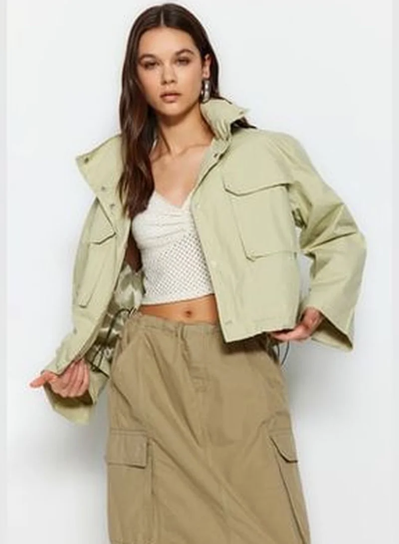 trendyol Light Khaki Oversize Thin Jacket Coat TWOSS23MO00081