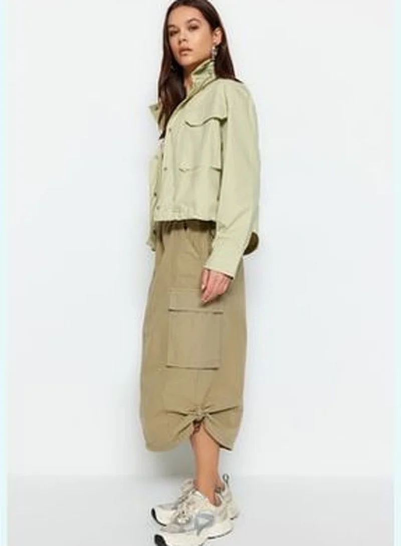 trendyol Light Khaki Oversize Thin Jacket Coat TWOSS23MO00081