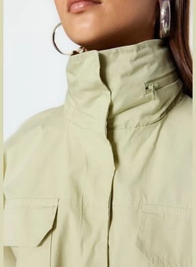 trendyol Light Khaki Oversize Thin Jacket Coat TWOSS23MO00081