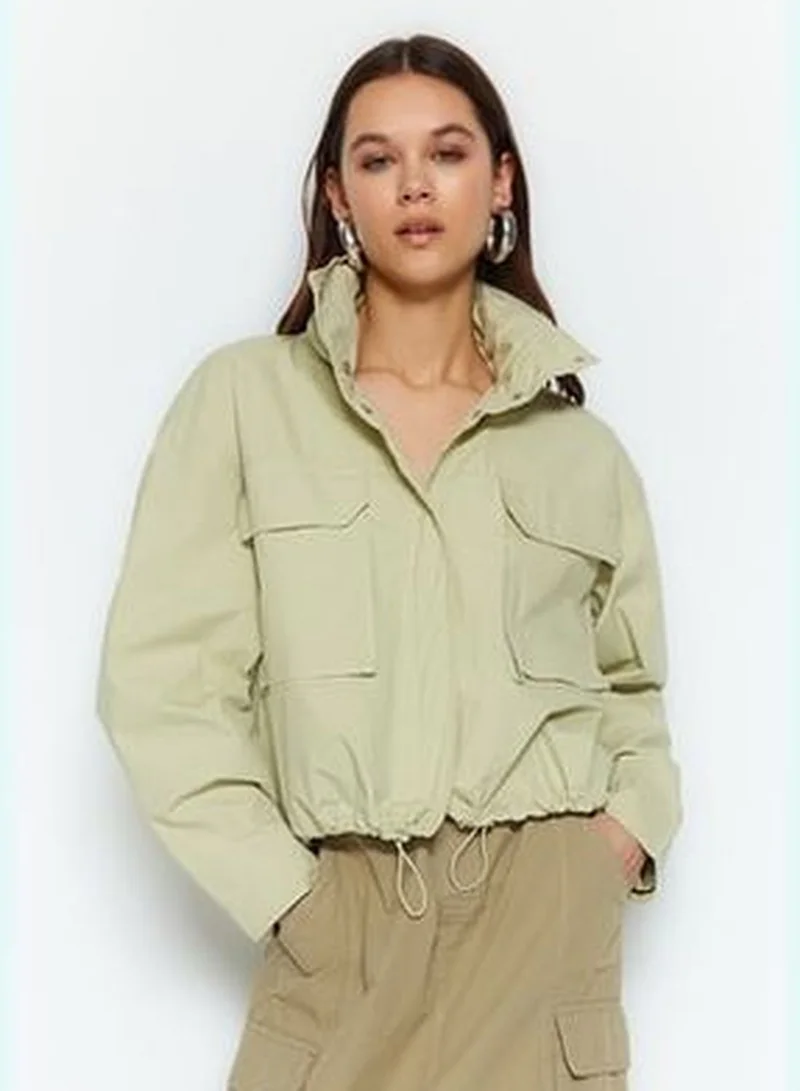 trendyol Light Khaki Oversize Thin Jacket Coat TWOSS23MO00081