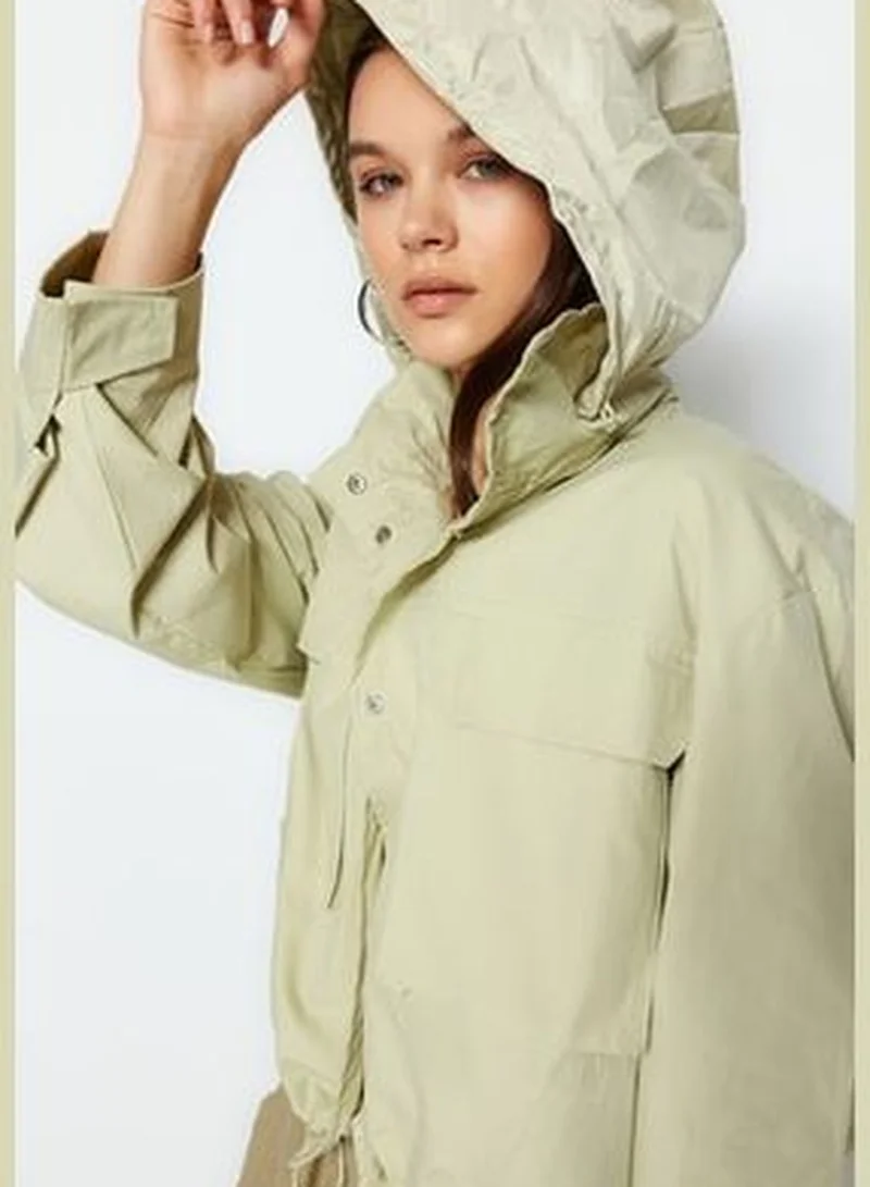 trendyol Light Khaki Oversize Thin Jacket Coat TWOSS23MO00081