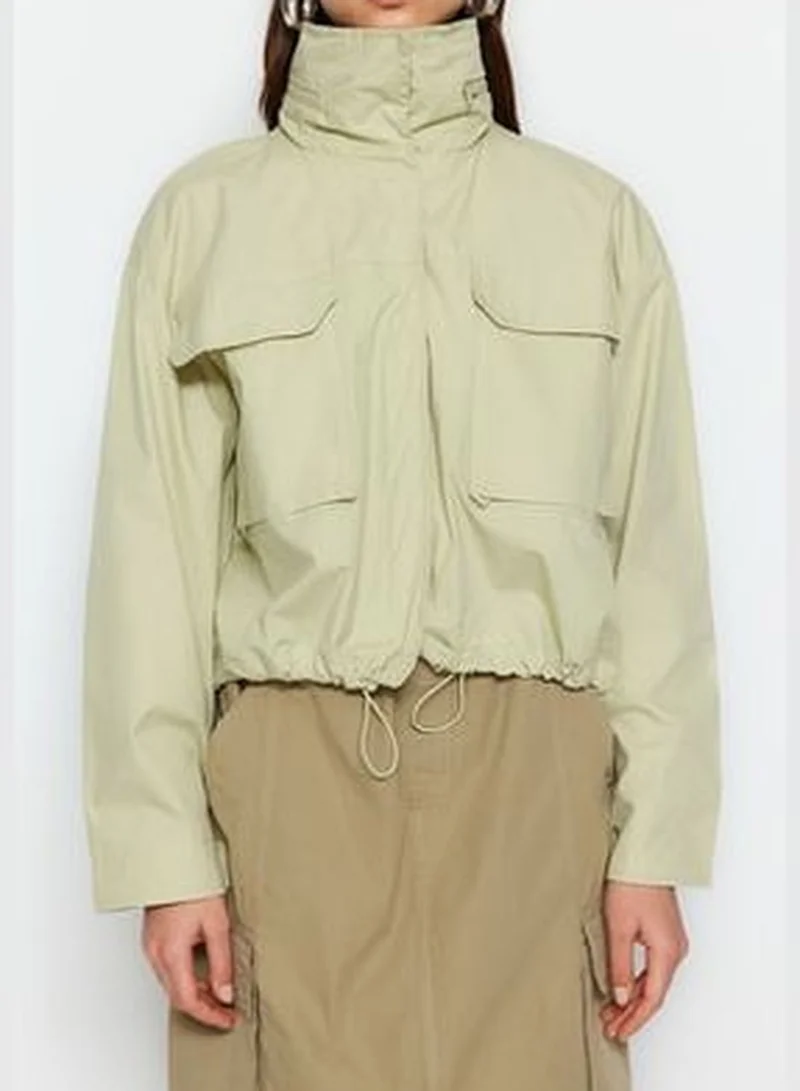 trendyol Light Khaki Oversize Thin Jacket Coat TWOSS23MO00081
