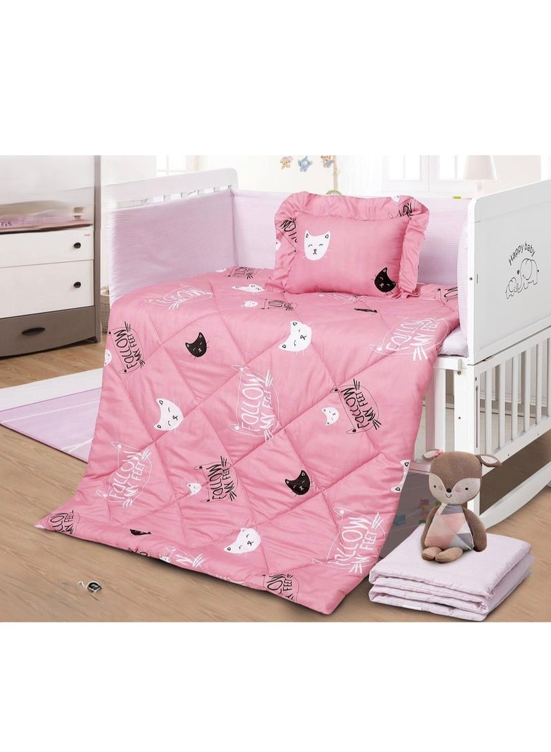 هورس مفرش سرير حواجز سرير اطفال 5 قطع صيفي ليمنح طفلك الراحة من المايكروفايبر ، 5 قطع مقاس اللحاف 132x104سم - Image 1