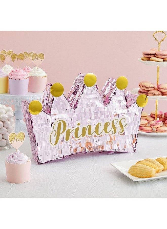 Blue Panda Small Princess Crown Pinata For Girls Birthday Party Supplies Princess Party Decorations Pink Foil (16 X 10.5 In)  - Image 3