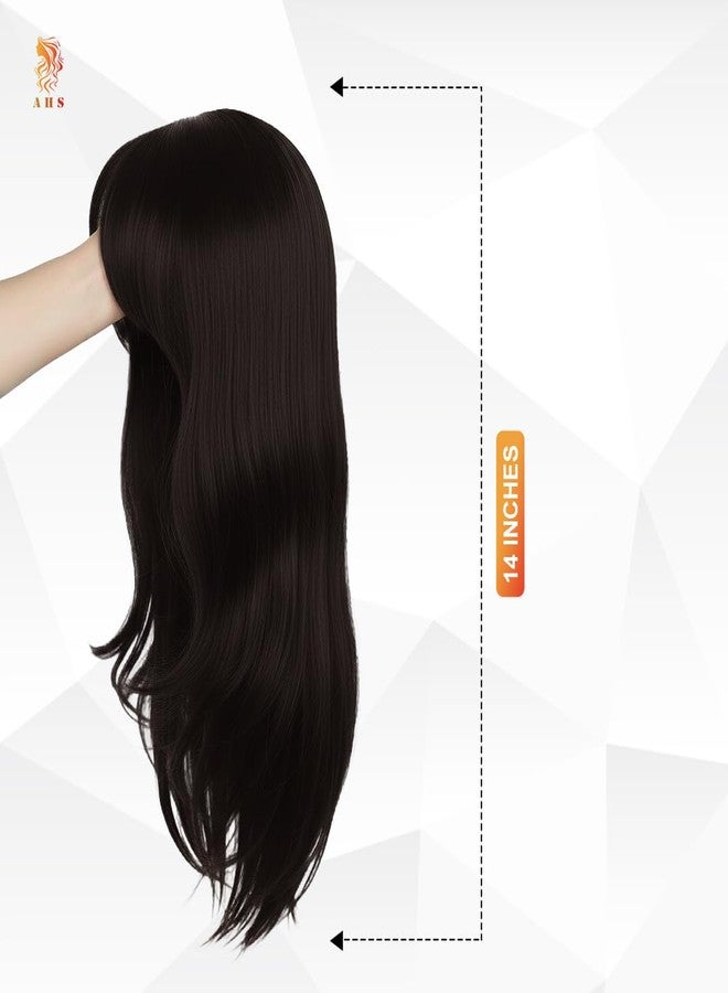 AHS 14 Inch Synthetic Hair Wig for Women | Heat Resistant Shoulder Length Wig | Natural Look Black & Brown Cosplay Party Wig with Free Wig Cap (Brown) - Image 3