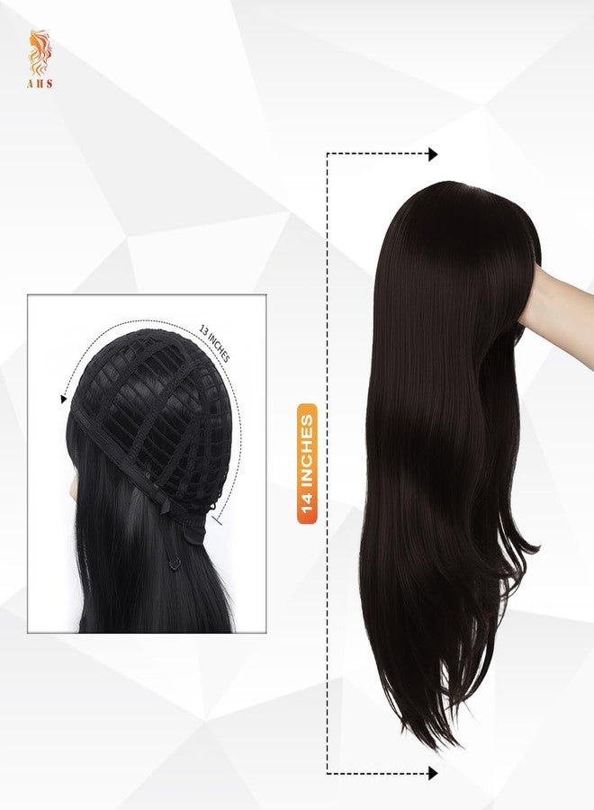 AHS 14 Inch Synthetic Hair Wig for Women | Heat Resistant Shoulder Length Wig | Natural Look Black & Brown Cosplay Party Wig with Free Wig Cap (Brown) - Image 5
