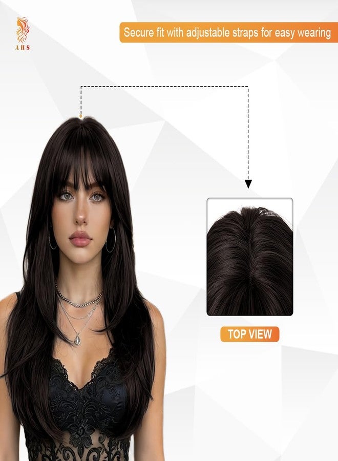 AHS 14 Inch Synthetic Hair Wig for Women | Heat Resistant Shoulder Length Wig | Natural Look Black & Brown Cosplay Party Wig with Free Wig Cap (Brown) - Image 4
