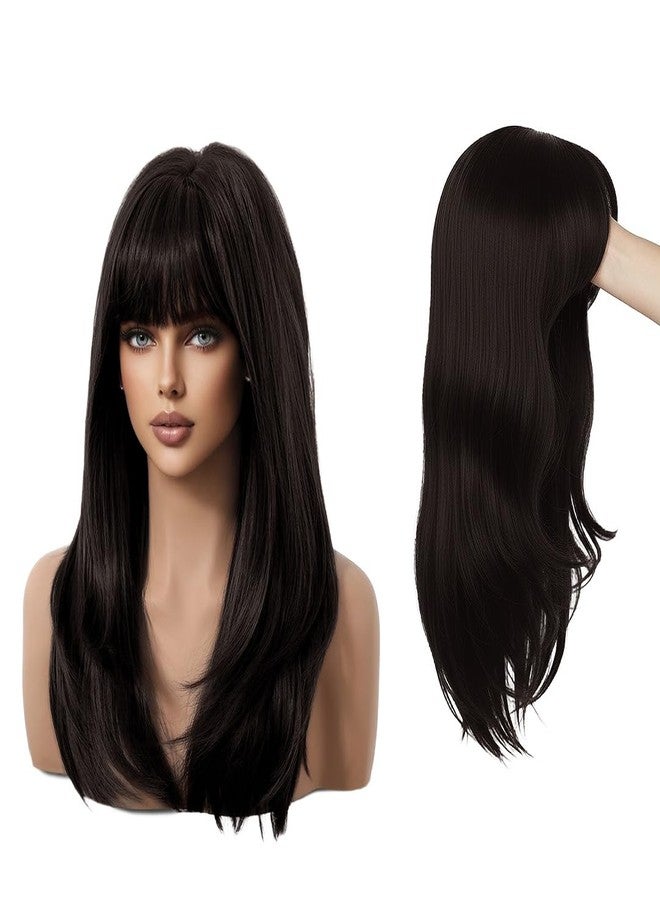 AHS 14 Inch Synthetic Hair Wig for Women | Heat Resistant Shoulder Length Wig | Natural Look Black & Brown Cosplay Party Wig with Free Wig Cap (Brown) - Image 1