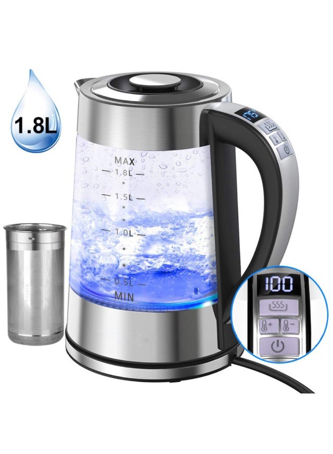 McDou 1.8 Liter Glass Electric Kettle, Smart Temperature Control Electric Tea Kettle with Stainless Steel Filter-Auto Power Off&Keep Warm&LED Temperature Display&Water Level Display  - Image 1