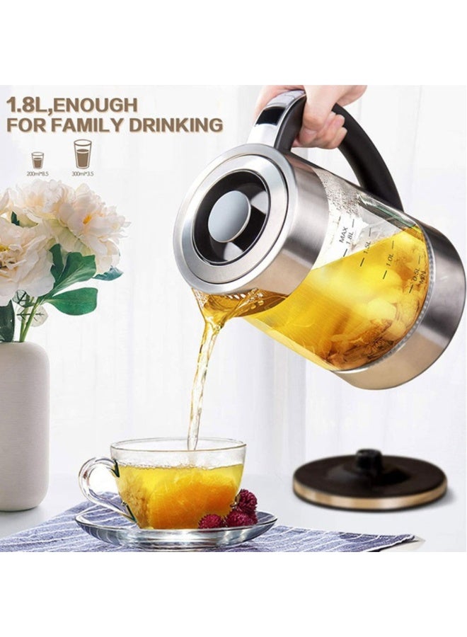 McDou 1.8 Liter Glass Electric Kettle, Smart Temperature Control Electric Tea Kettle with Stainless Steel Filter-Auto Power Off&Keep Warm&LED Temperature Display&Water Level Display  - Image 2