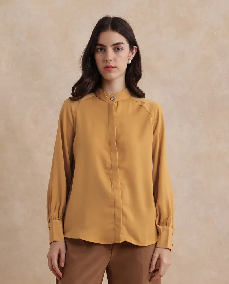 ريريزم Women's Poly Blend Cuffed Sleeve Top