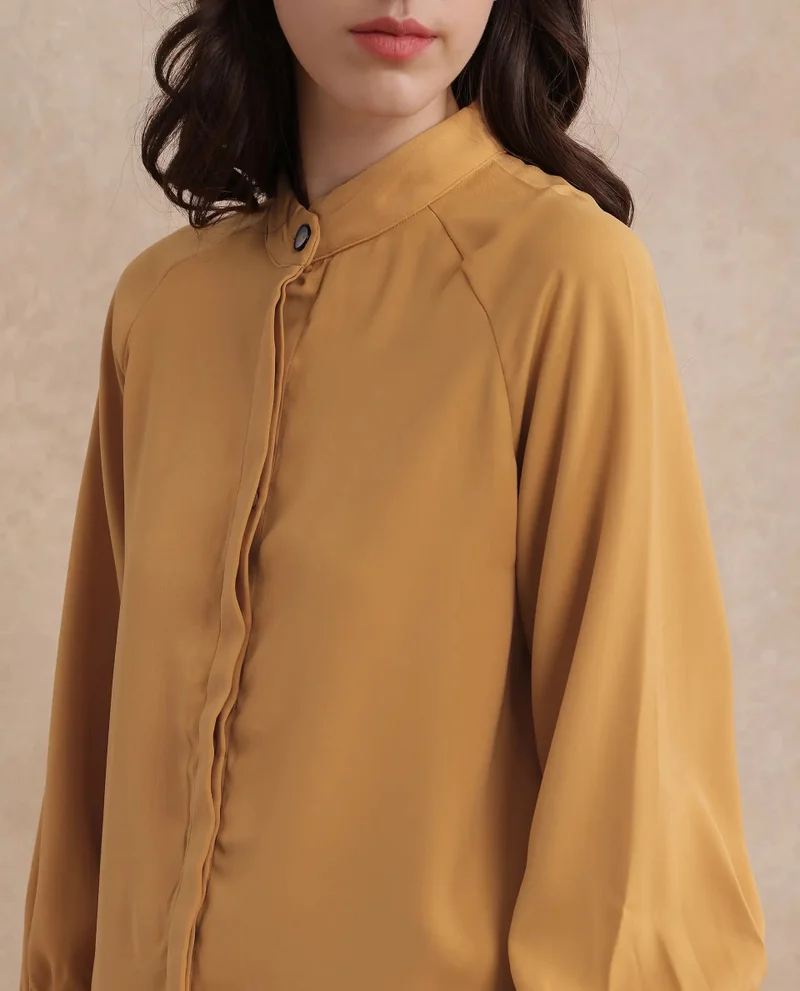ريريزم Women's Poly Blend Cuffed Sleeve Top