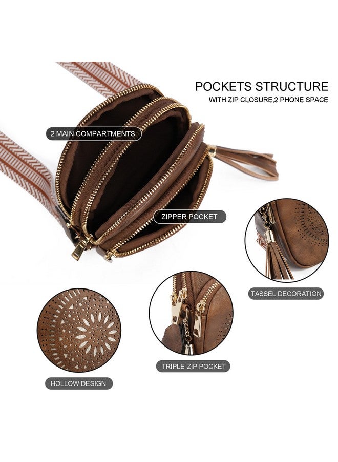 AFKOMST Triple Zip Crossbody Bags For Women Small Cute Cell Phone Purse And Boho Cross Body Handbagsvegan Leather - Image 4