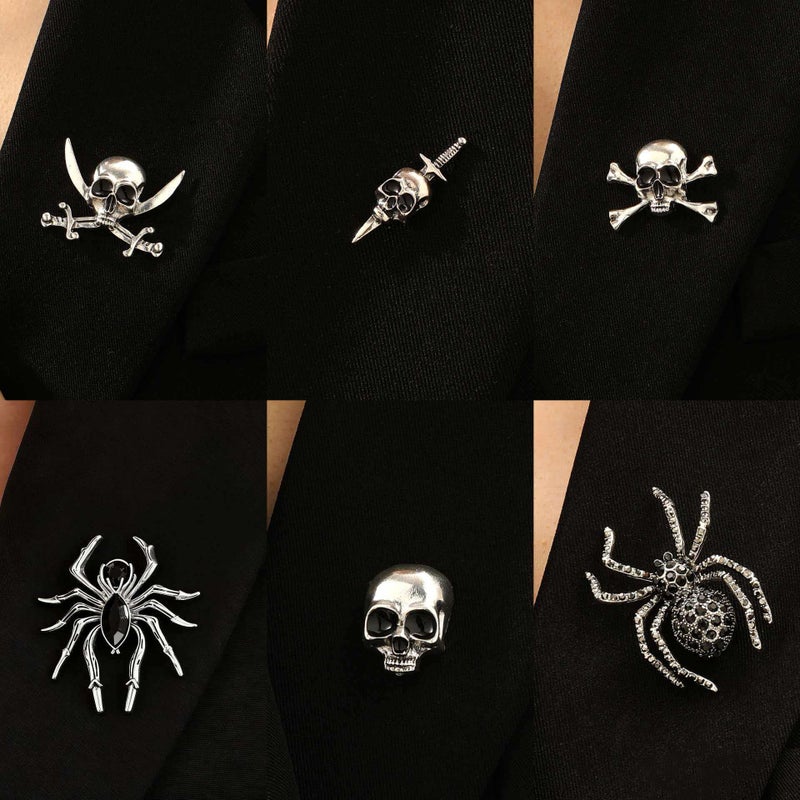 ofeankri Cross-Border Personalized Halloween Skull Brooch Alloy Plated Retro Decorative Pin Unisex Accessory - Image 1