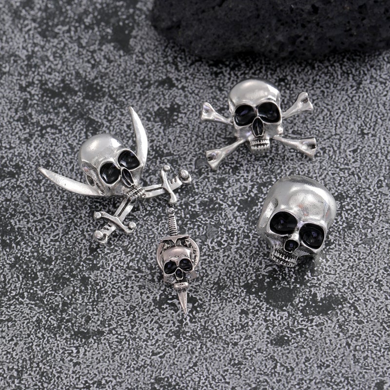 ofeankri Cross-Border Personalized Halloween Skull Brooch Alloy Plated Retro Decorative Pin Unisex Accessory - Image 3