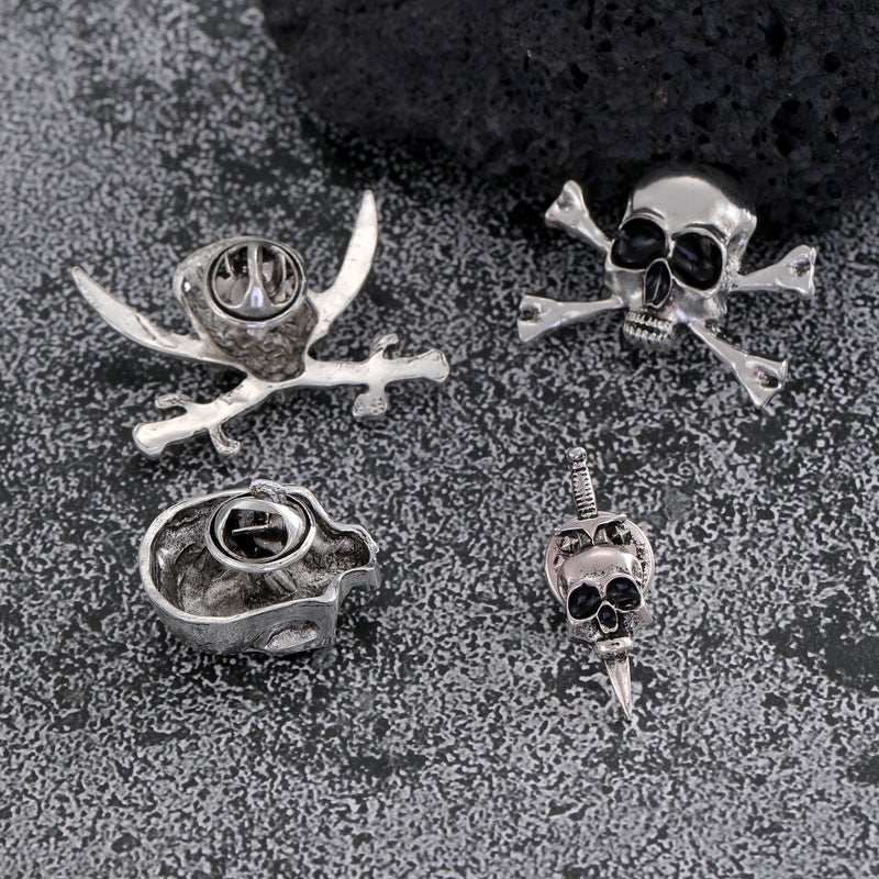 ofeankri Cross-Border Personalized Halloween Skull Brooch Alloy Plated Retro Decorative Pin Unisex Accessory - Image 4