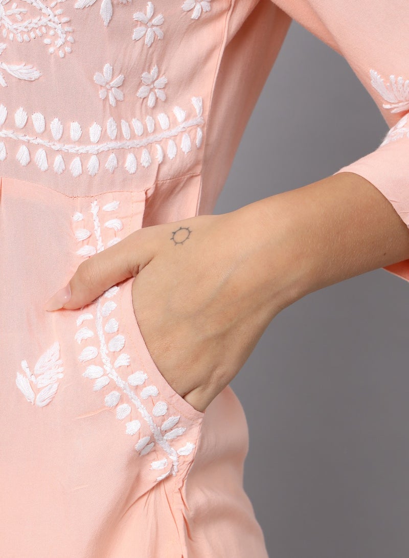 الايا كرتي نسائي مطرز يدويًا بشيكانكاري من الرايون - Image 5